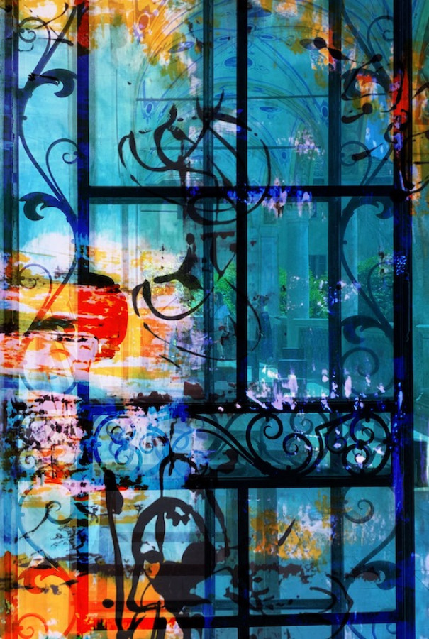 2020 Gedanken An Villa Nigra, 150x100, Acryl auf Leinwand, Fotocollage, Druck auf Duchesse Satin